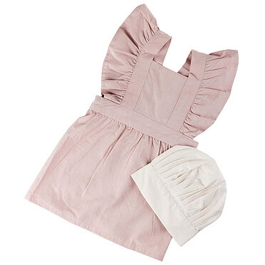 Sebra Kinderschort met Koksmuts - Dusty Pink/Classic White